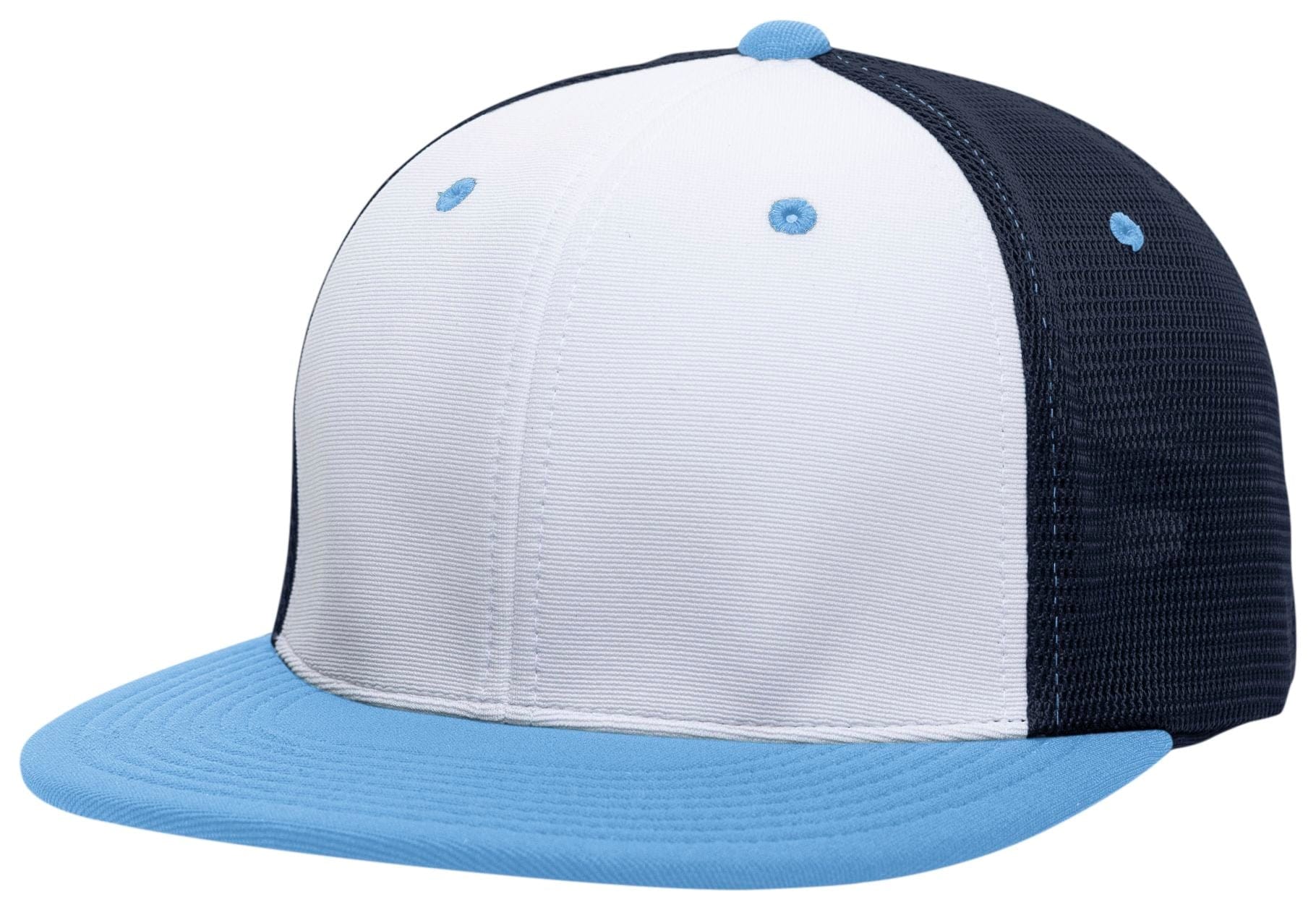 Pacific Headwear WHITE/NAVY/COLUMBIA BLUE / S/M Premium M2 Performance Trucker Flexfit® Cap