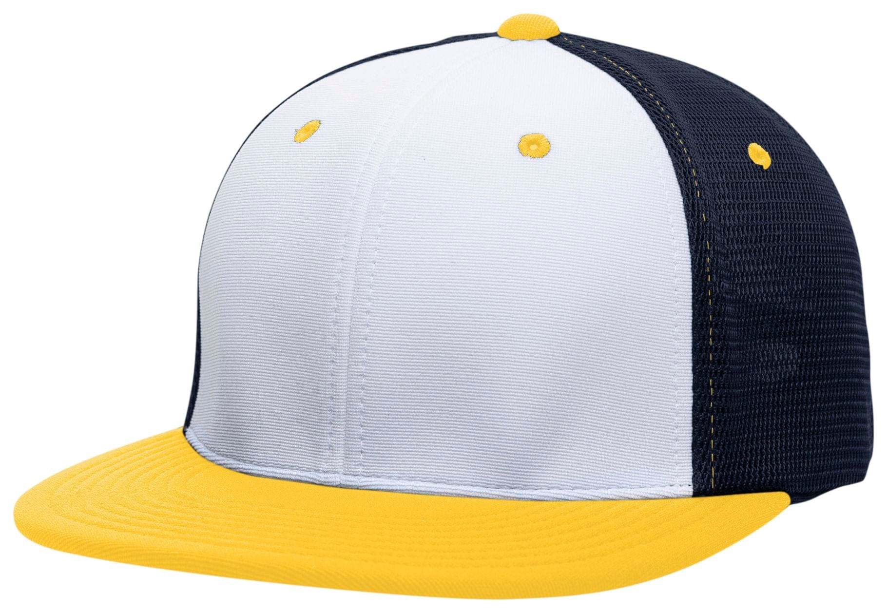 Pacific Headwear WHITE/NAVY/GOLD / S/M Premium M2 Performance Trucker Flexfit® Cap
