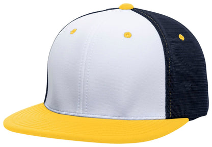 Pacific Headwear WHITE/NAVY/GOLD / S/M Premium M2 Performance Trucker Flexfit® Cap