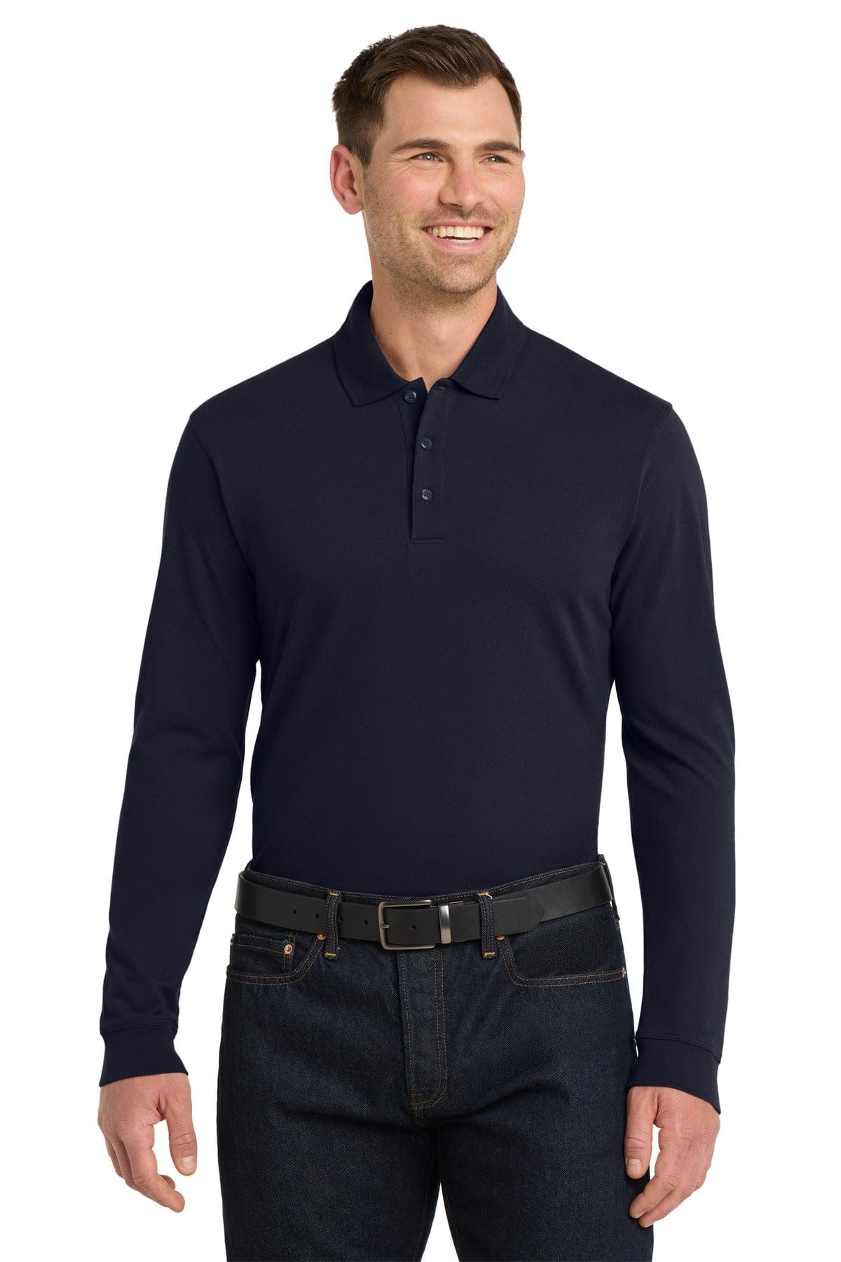 Port Authority Navy / XS Port Authority ®  EZCotton ®  Long Sleeve Polo. K8000LS