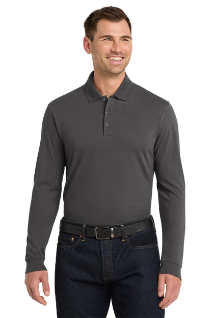 Port Authority Sterling Grey / XS Port Authority ®  EZCotton ®  Long Sleeve Polo. K8000LS