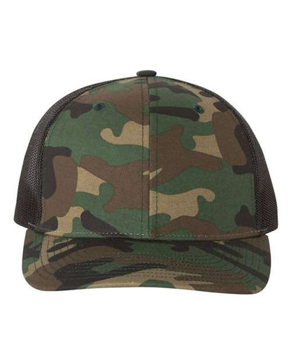 Richardson Army Camo/ Black / Adjustable Printed Trucker Cap