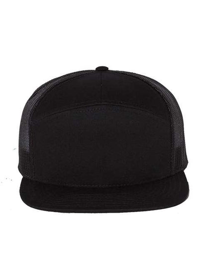 Richardson Black / Adjustable Richardson 168 Seven-Panel Trucker Cap