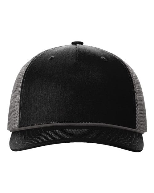 Richardson Black/ Charcoal / Adjustable Richardson 112 FPR Five-Panel Trucker with Rope Cap