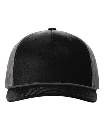 Richardson Black/ Charcoal / Adjustable Richardson 112 FPR Five-Panel Trucker with Rope Cap