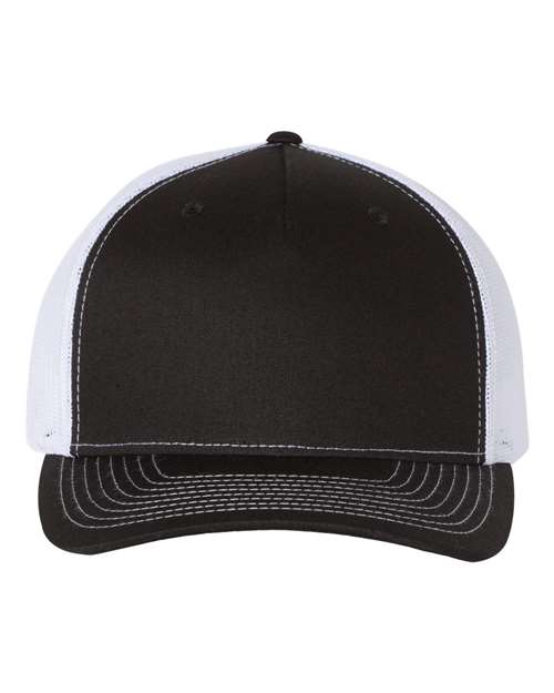 Richardson Black/ White / Adjustable Richardson 112FP Five-Panel Trucker Cap