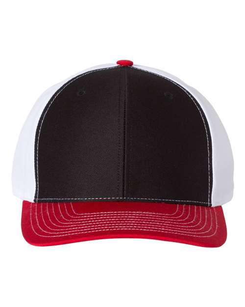 Richardson Black/ White/ Red / Adjustable Richardson 312Twill Back Trucker Cap