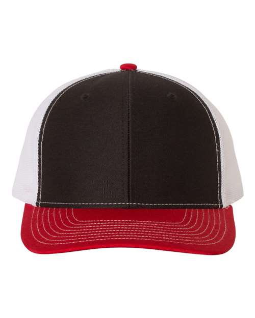 Richardson Black/ White/ Red / OSFM Richardson 112 Snapback Trucker Cap