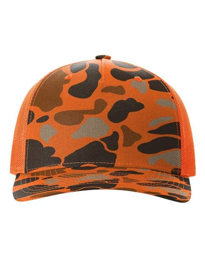 Richardson Blaze Duck Camo/ Blaze / Adjustable Richardson 112PFP Five-Panel Printed Trucker Cap