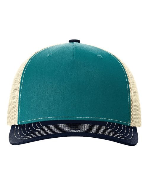 Richardson Blue Teal/ Birch/ Navy / Adjustable Richardson 112FP Five-Panel Trucker Cap