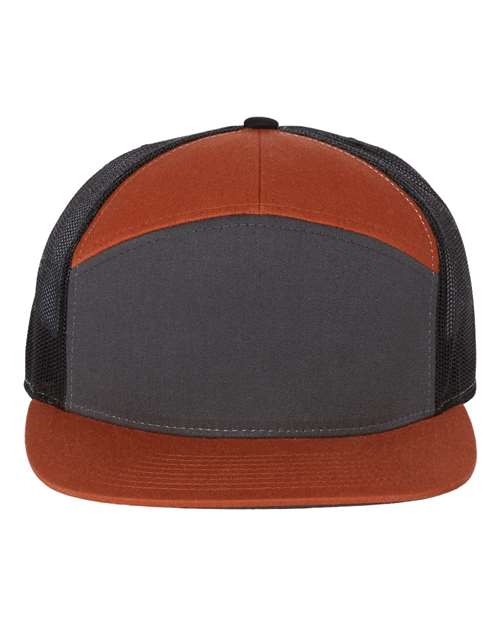 Richardson Charcoal/ Burnt Orange/ Black / Adjustable Richardson 168 Seven-Panel Trucker Cap