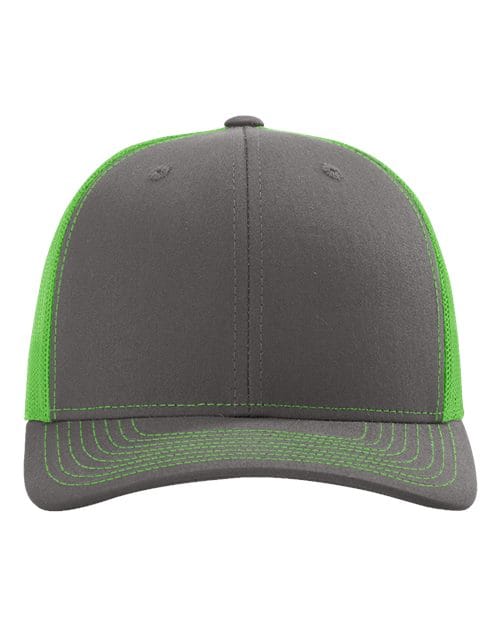 Richardson Charcoal/ Neon Green / OSFM Richardson 112 Snapback Trucker Cap