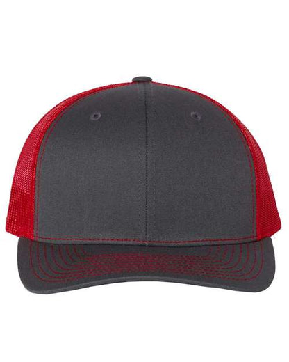 Richardson Charcoal/ Red / OSFM Richardson 112 Snapback Trucker Cap
