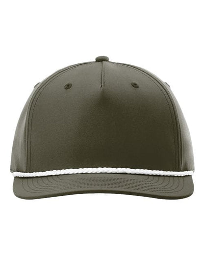 Richardson Dark Olive Green/ White / Adjustable Richardson 258 Five-Panel Classic Rope Cap