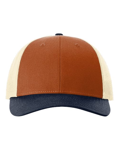 Richardson Dark Orange/ Birch/ Patriot Blue / M/L Richardson 115 Low Pro Trucker Cap