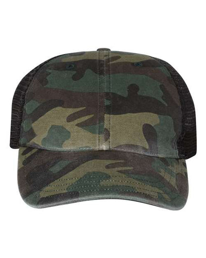 Richardson Green Camo/ Black / Adjustable Richardson 111P Garment Washed Printed Trucker Cap
