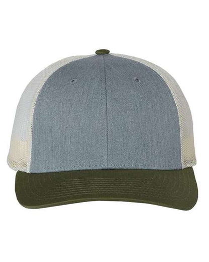 Richardson Heather Grey/ Birch/ Army / M/L Richardson 115 Low Pro Trucker Cap