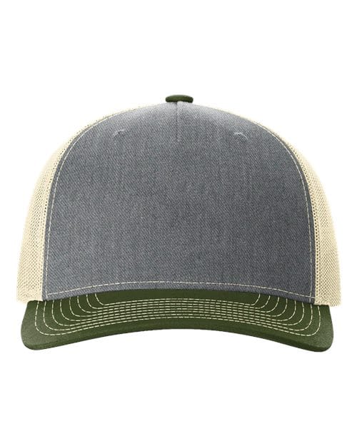 Richardson Heather Grey/ Birch/ Army Olive / Adjustable Richardson 112FP Five-Panel Trucker Cap