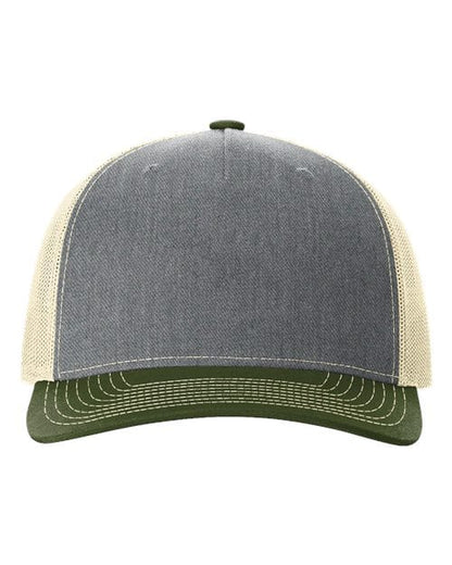 Richardson Heather Grey/ Birch/ Army Olive / Adjustable Richardson 112FP Five-Panel Trucker Cap