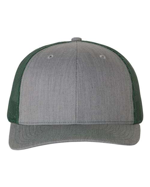 Richardson Heather Grey/ Dark Green / OSFM Richardson 112 Snapback Trucker Cap
