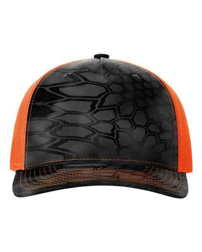 Richardson Kryptek Typhon/ Neon Orange / Adjustable Richardson 112PFP Five-Panel Printed Trucker Cap