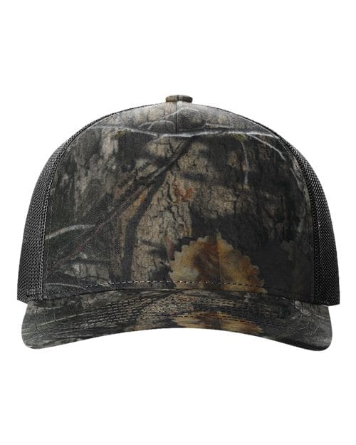 Richardson Mossy Oak Country DNA/ Black / Adjustable Richardson 112PFP Five-Panel Printed Trucker Cap
