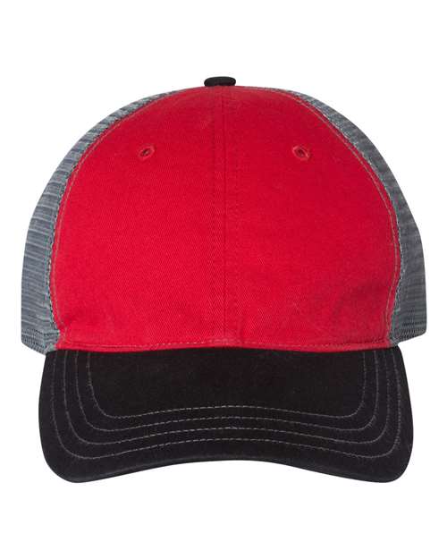 Richardson Red/ Charcoal/ Black / Adjustable Richardson 111 Garment-Washed Trucker Cap