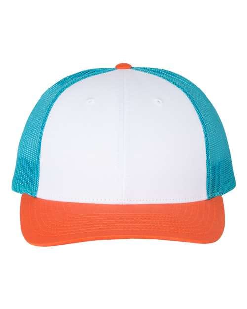 Richardson White/ Blue Hawaiin/ Pale Orange / M/L Richardson 115 Low Pro Trucker Cap