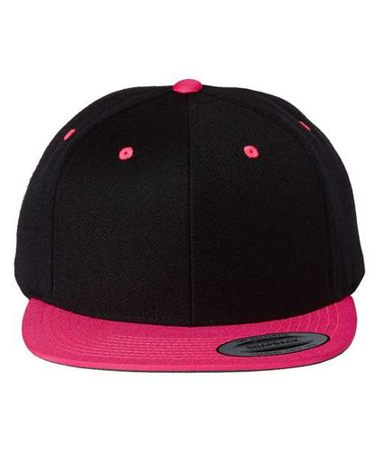 YP Classics Black/ Neon Pink / Adjustable Premium Flat Bill Snapback Cap