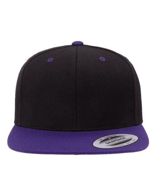 YP Classics Black/ Purple / Adjustable Premium Flat Bill Snapback Cap