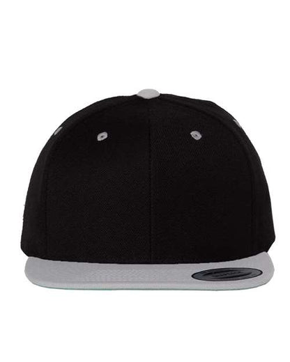 YP Classics Black/ Silver / Adjustable Premium Flat Bill Snapback Cap