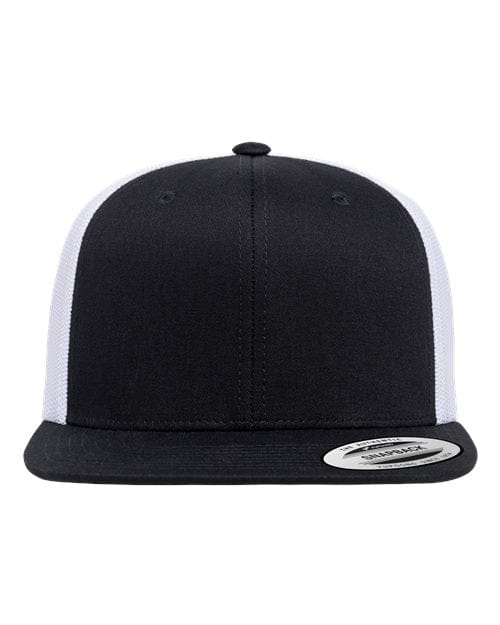 YP Classics Black/ White / Adjustable Retro High Profile Trucker Cap