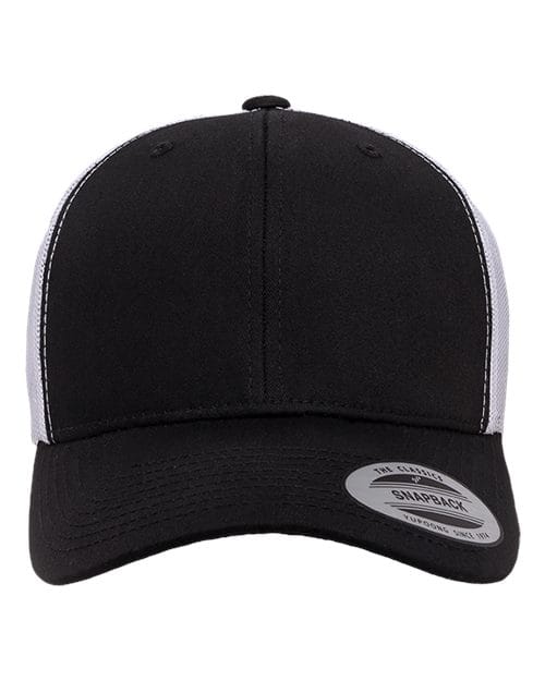 YP Classics Black/ White / Adjustable Retro Trucker Cap