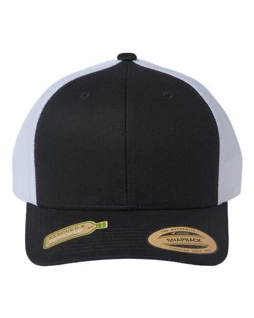 YP Classics Black/ White / Adjustable Sustainable Retro Trucker Cap