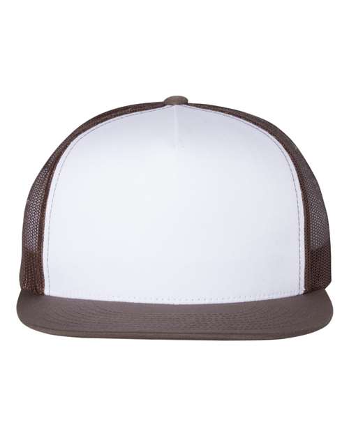 YP Classics Brown/ White/ Brown / Adjustable Five-Panel Classic Trucker Cap