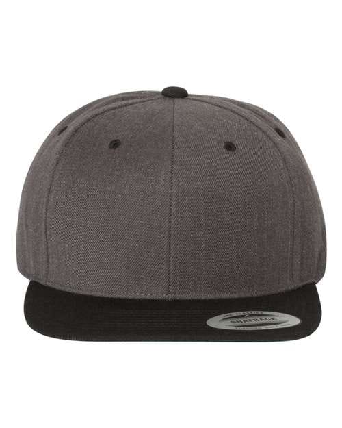 YP Classics Dark Heather/ Black / Adjustable Premium Flat Bill Snapback Cap
