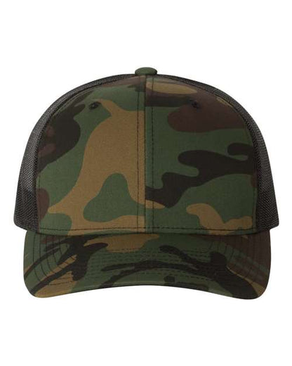 YP Classics Green Camo/ Black / Adjustable Retro Trucker Cap