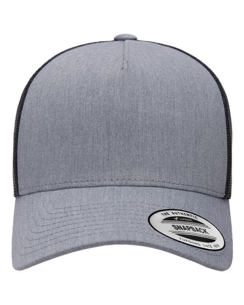 YP Classics Heather/ Black / Adjustable Five-Panel Retro Trucker Cap