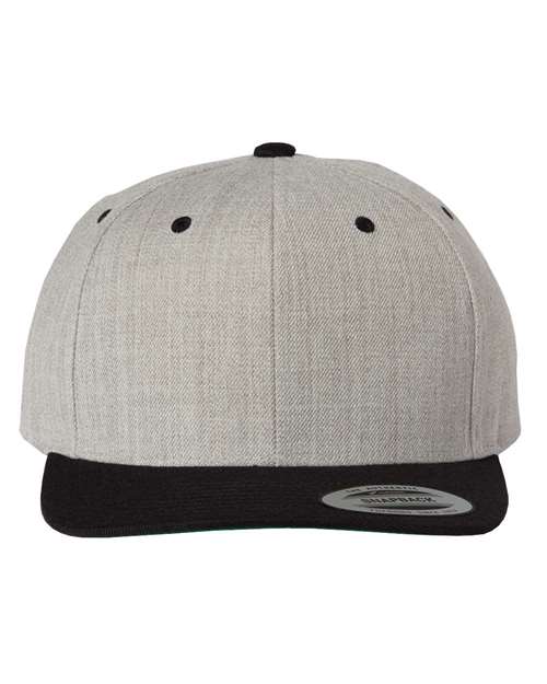 YP Classics Heather/ Black / Adjustable Premium Flat Bill Snapback Cap