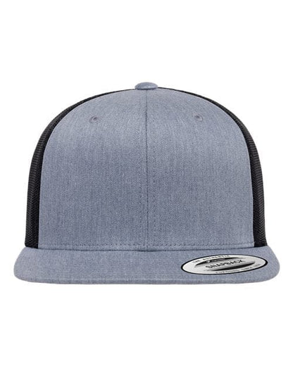 YP Classics Heather Grey/ Black / Adjustable Retro High Profile Trucker Cap