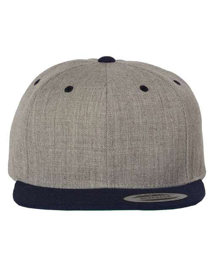 YP Classics Heather Grey/ Navy / Adjustable Premium Flat Bill Snapback Cap
