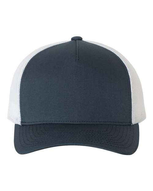 YP Classics Navy/ White / Adjustable Five-Panel Retro Trucker Cap