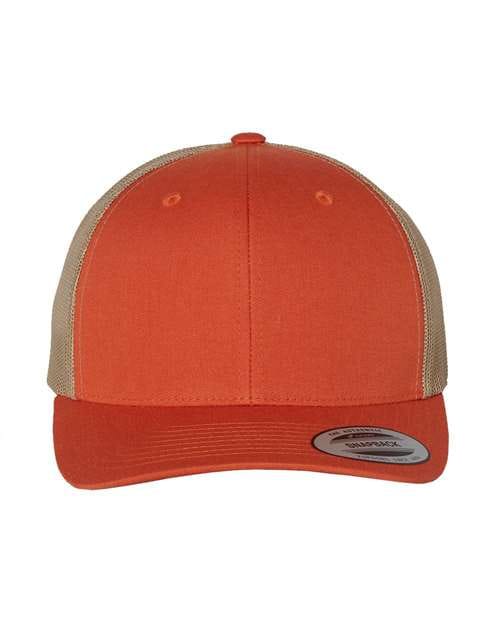 YP Classics Rustic Orange/ Khaki / Adjustable Retro Trucker Cap