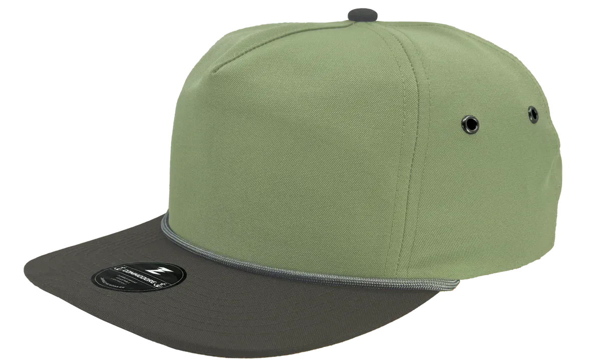 Zapped Headwear Sage Green - Charcoal bill - Grey rope Zapped Commodore